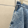 Vintage wash wide leg cotton jeans with ankle length hem and Y2K retro design