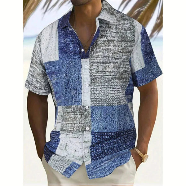 Men's versatile casual shirt featuring retro plaid and contemporary 3D streetwear graphics