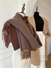 Warm imitation cashmere scarf in classic ivory, perfect for any winter occasion.