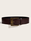Vintage wide belt for women in black, brown, and red faux leather with metal buckle, perfect for casual or formal wear.