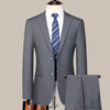 Elegant men's formal suit in slate gray, versatile for all seasons.