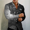 Stylish men's casual silk blend shirt in slim fit with turn-down collar and eye-catching 3D print for modern fashion.