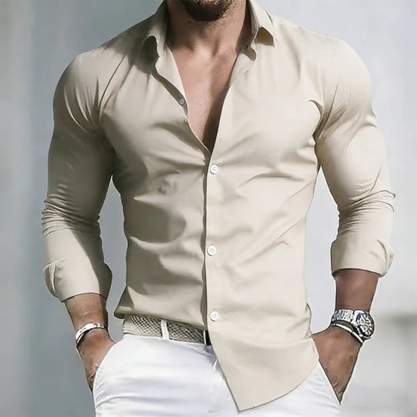 Extended sizing stretch business shirt with modal blend and classic collar design