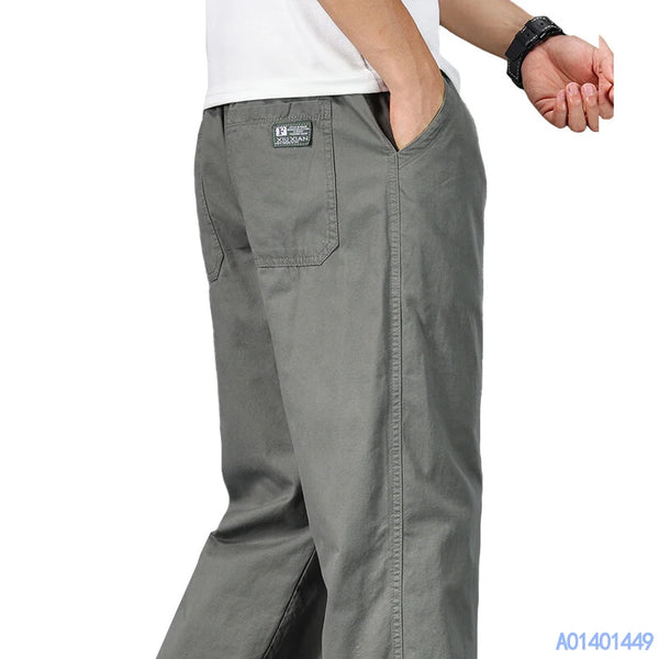Relaxed cotton joggers with straight cut and adjustable waist closure