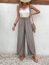 Floral wide-leg chiffon pants for women, ankle-length, elastic waist, perfect for summer fashion and casual chic outfits.