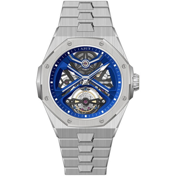 AJUT watch on a wrist, highlighting its elegant and timeless design.