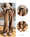 Chic high-waist corduroy wide-leg pants for women, perfect for autumn fashion and casual office wear.