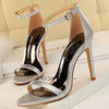 Elegant suede sandals with over 8cm stiletto heel height