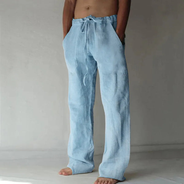 Versatile unisex pants in breathable cotton-linen with generous wide-leg design