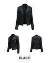 Women's slim fit PU leather motorcycle jacket in black, windproof, durable polyester blend for stylish riding comfort.