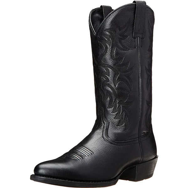 Slip-on Western boots in brown with intricate embroidery and comfortable cotton lining