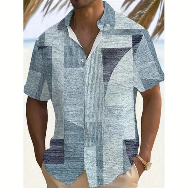 Regular fit Hawaiian shirt with turn-down collar and bold 3D printed streetwear design