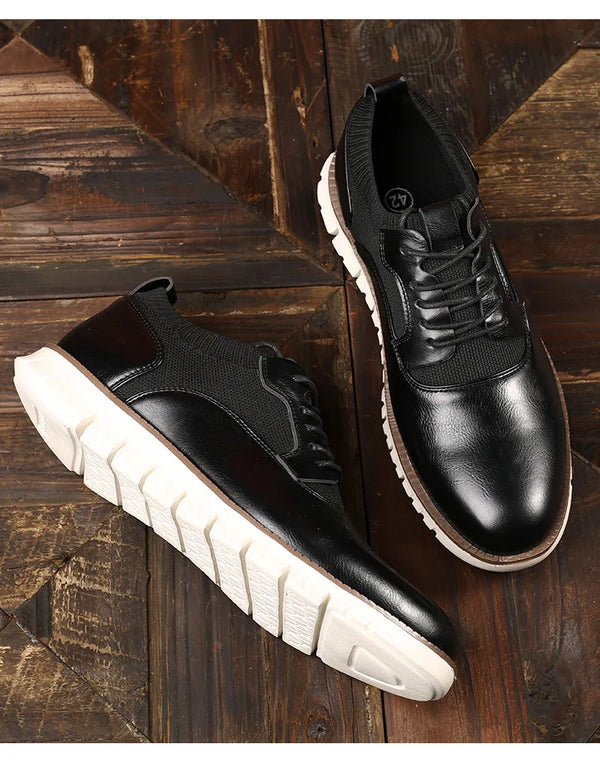 Elegant Men's Brogue Lace-Up Shoes - Soft Leather