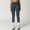 Turquoise high waist leggings featuring ribbed texture.