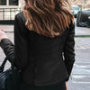 Chic slim fit faux leather moto jacket for women, perfect for autumn and winter, featuring a sleek zipper closure and tailore