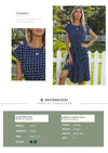 Full length view of pleated polka dot dress with classic print