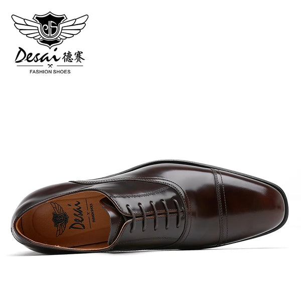 Close-up of Desai Oxfords showcasing the lace-up closure and round toe design.