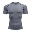 Men's breathable compression fitness t-shirt in black, perfect for workouts, running, and casual wear with moisture-wicking f