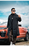 Men's Casual Trench Coat in Plus Sizes, single-breasted, medium length, loose fit, stylish outerwear for autumn and winter.