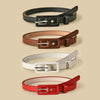 Chic skinny faux leather belt for women in vibrant red, perfect for casual and dressy outfits, featuring a vintage-inspired b