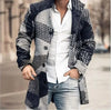 Stylish checkered men's trench coat for autumn and winter, featuring a turtleneck collar and single-breasted closure.