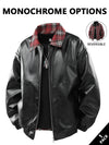 Classic men's faux leather jacket with turn-down collar, wind-resistant, cold-proof, perfect for autumn and winter style.
