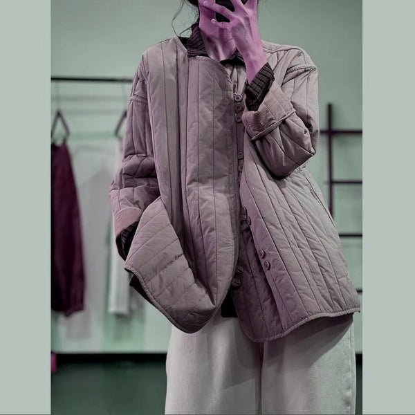 Transitional outerwear piece in khaki with quilted pattern perfect for autumn and winter layering