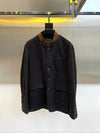 Back view of the Italian men's casual jacket, highlighting its timeless design and durable construction.