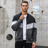 Men's Trendy Color Block Bomber Jacket in US sizes, stylish zip-up design, perfect for all-season wear and casual outings.