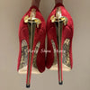 Elegant stiletto pumps showcasing over 8 cm heel height.