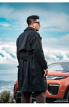 Men's Casual Trench Coat in Plus Sizes, single-breasted, loose fit, medium length, stylish outerwear for autumn and winter.