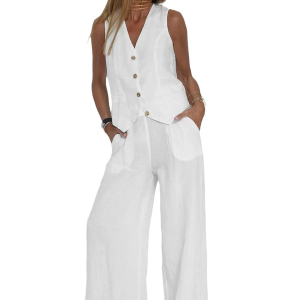 Side view of the Radiant Summer Suit, emphasizing its tailored fit and modern style.