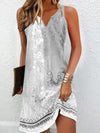 V-neck sleeveless dress with artisanal beading perfect for beach to evening wear