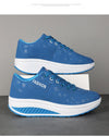 Platform wedge sneakers with rubber outsole for surface grip