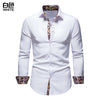 Classic men's white long sleeve polo shirt with stand collar, single-breasted closure, perfect for smart casual occasions.