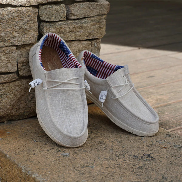 Slip-on loafers for men with cushioned EVA sole and cotton interior