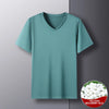 Elegant silk blend v-neck t-shirt for men
