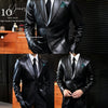Sleek men's leather suit jacket in slim fit, casual design with notched collar, perfect for spring and autumn occasions.