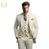 Elegant Men's 3-Piece Wedding Suit Set with notch lapel, slim fit jacket, vest, and trousers for formal events.