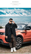 Men's Casual Trench Coat in Plus Sizes, single-breasted, loose fit, medium length, stylish outerwear for autumn and winter.