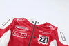 Chic PU leather Y2K motorcycle jacket for women, featuring trendy letter print and lightweight design for casual outings.