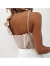 Chic Summer V-Neck Ruffle Blouse for women, sleeveless, backless, lightweight chiffon, perfect for casual or office wear.