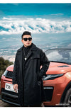 Men's Casual Trench Coat in Plus Sizes, single-breasted, loose fit, medium length, stylish outerwear for autumn and winter.