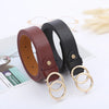 Chic double ring PU leather belt for women in classic black, perfect for jeans, dresses, and versatile fashion outfits.
