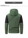 Men's hooded windproof jacket for outdoor sports, lightweight, breathable, and perfect for fall and winter adventures.