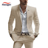 Elegant white summer suit for men, slim fit, notch lapel, perfect for weddings and business events, crafted from premium wool