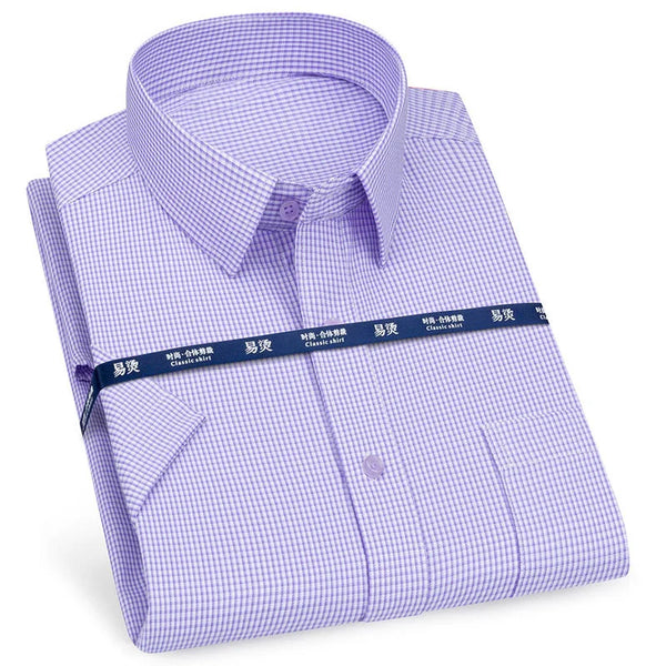 Classic plaid short sleeve shirt pairs perfectly with chinos or jeans