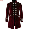 Elegant men's medieval-style trench coat in black, featuring a stand collar and single-breasted design for formal occasions.