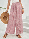 Floral wide-leg chiffon pants for women, ankle-length, elastic waist, perfect for summer fashion and casual chic outfits.