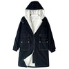 Hooded men's winter trench coat, thick fleece-lined jacket for warmth, stylish urban outerwear, available in sizes S-3XL.